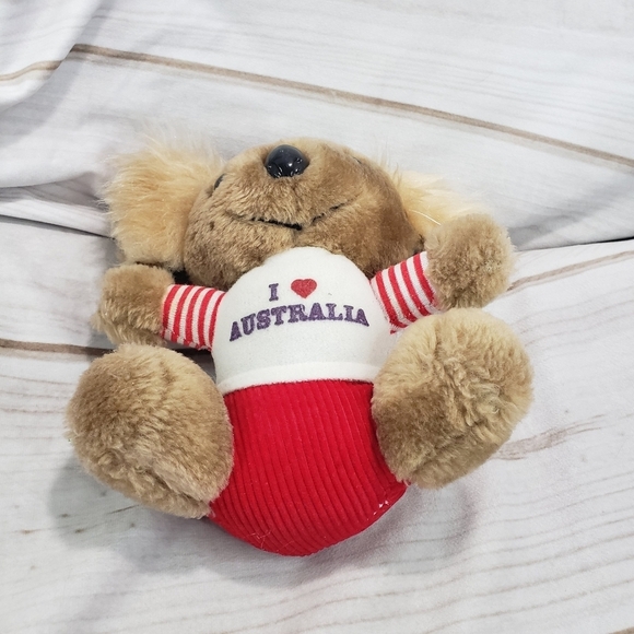Vintage Koala Bear I Love Australia Plush Stuffed Toy Stiff 8 Inch - Picture 5 of 9
